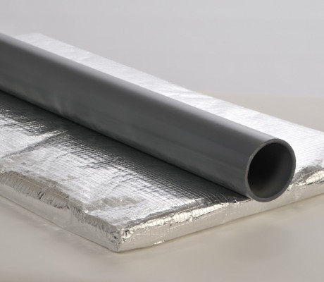 Step 1: Lay material on Pipe with Tape as shown.